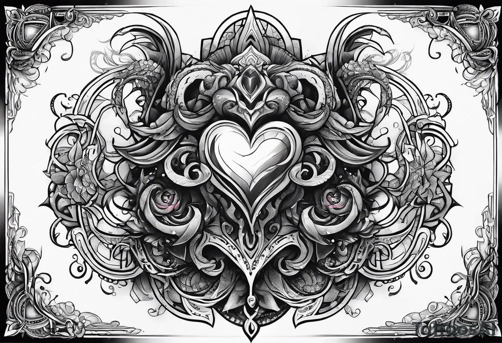 Long tattoo for arm. Lovecraftian creature, protecting a heart. tattoo idea