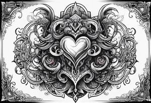 Long tattoo for arm. Lovecraftian creature, protecting a heart. tattoo idea