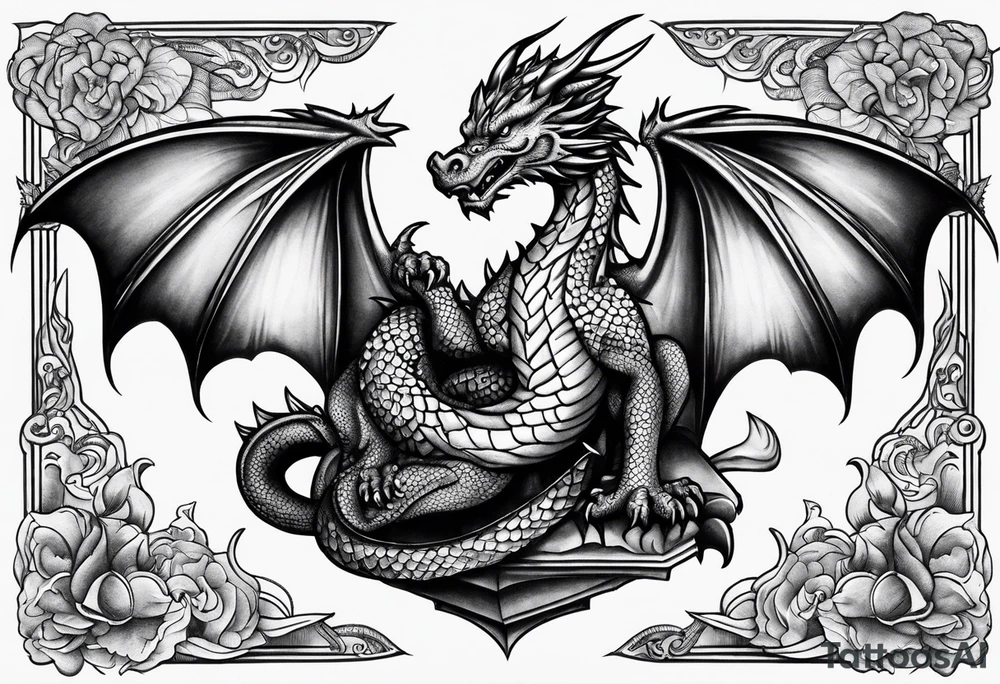 Dragon dumbbell tattoo idea