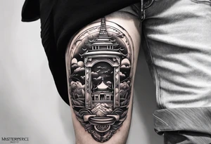 tattoo about travel for mans leg tattoo idea