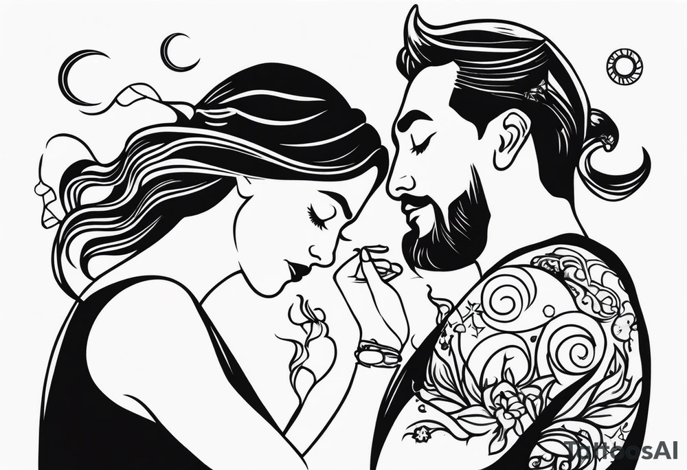 Couple's tattoos capricorn and aquarius tattoo idea
