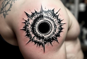 Two different universes on separate sides of a black hole tattoo idea