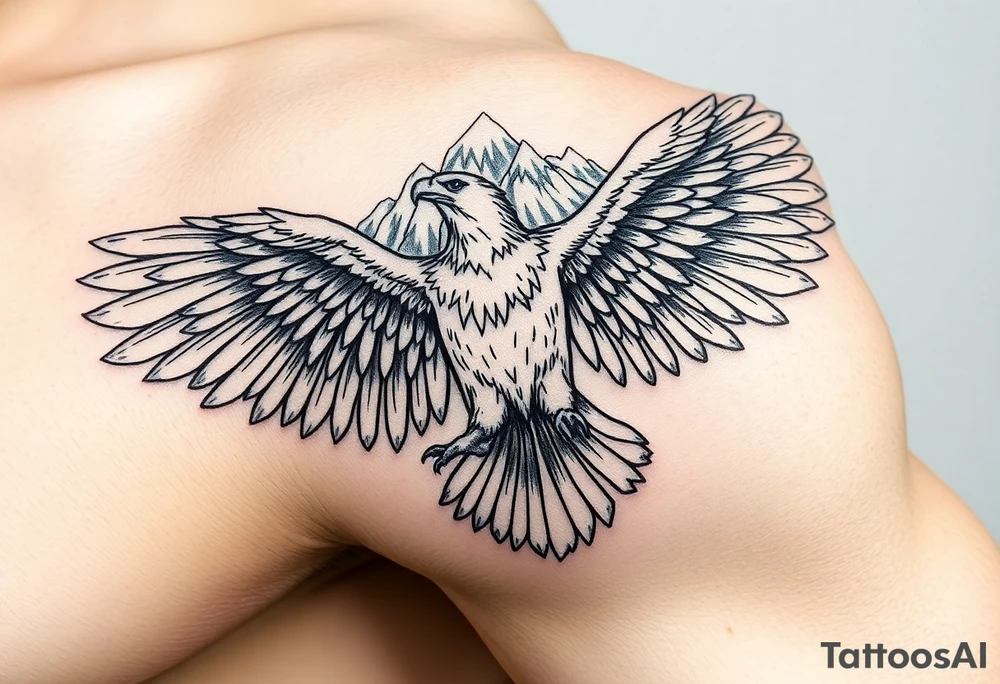 majestic eagle spreading wings against mountain peaks tattoo idea majestic eagle spreading wings against mountain peaks tattoo idea