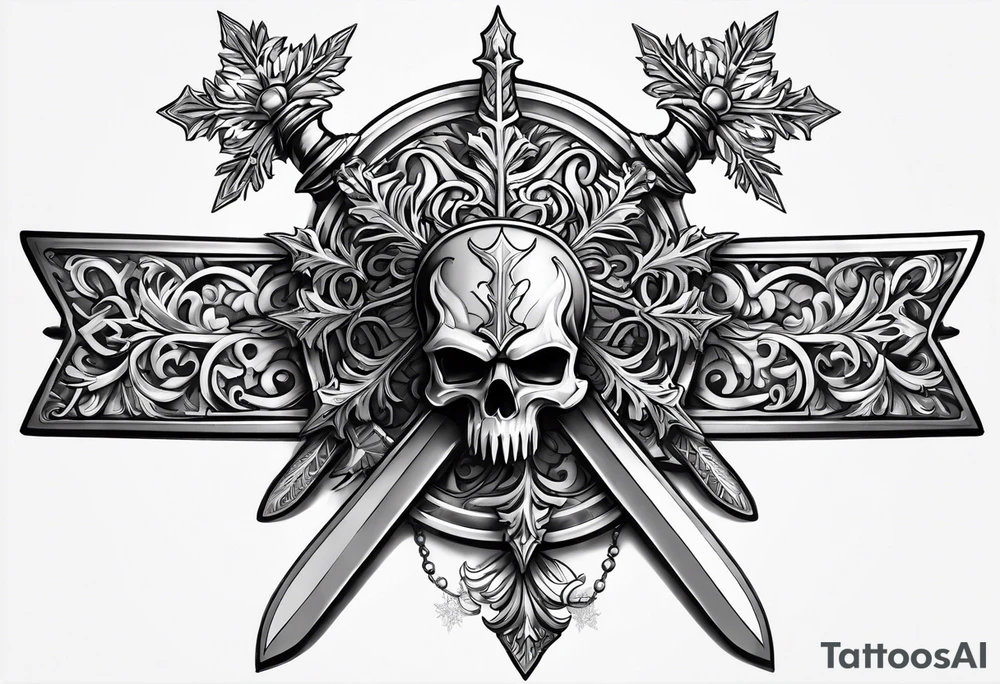 snowflakes on swords tattoo idea