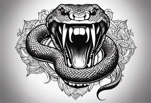 snake on left arm with an open mouth tattoo idea