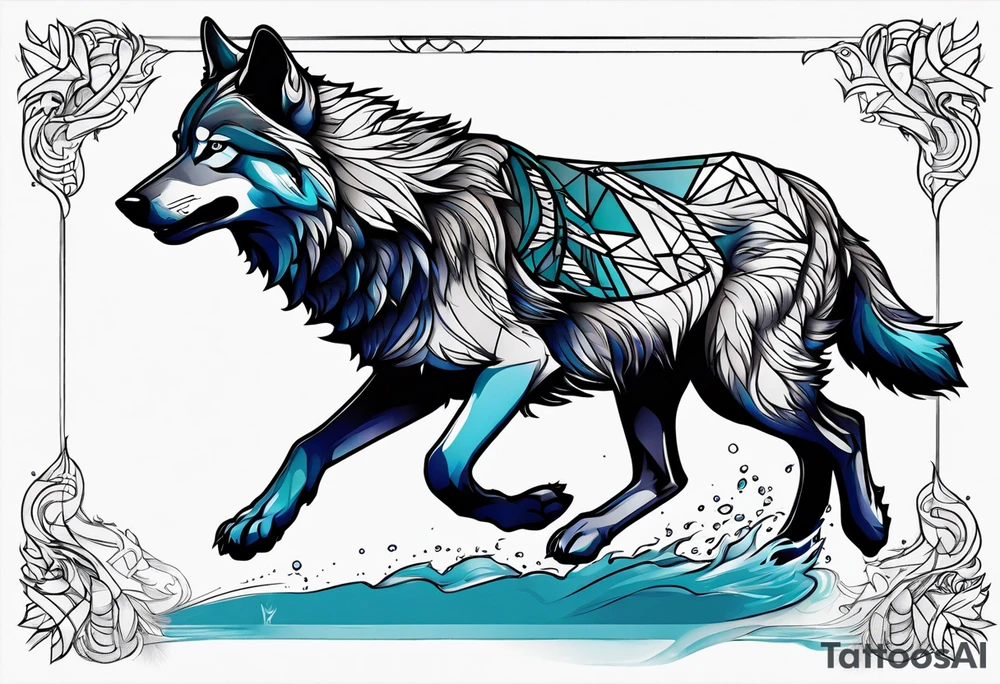 Wolf running tattoo idea