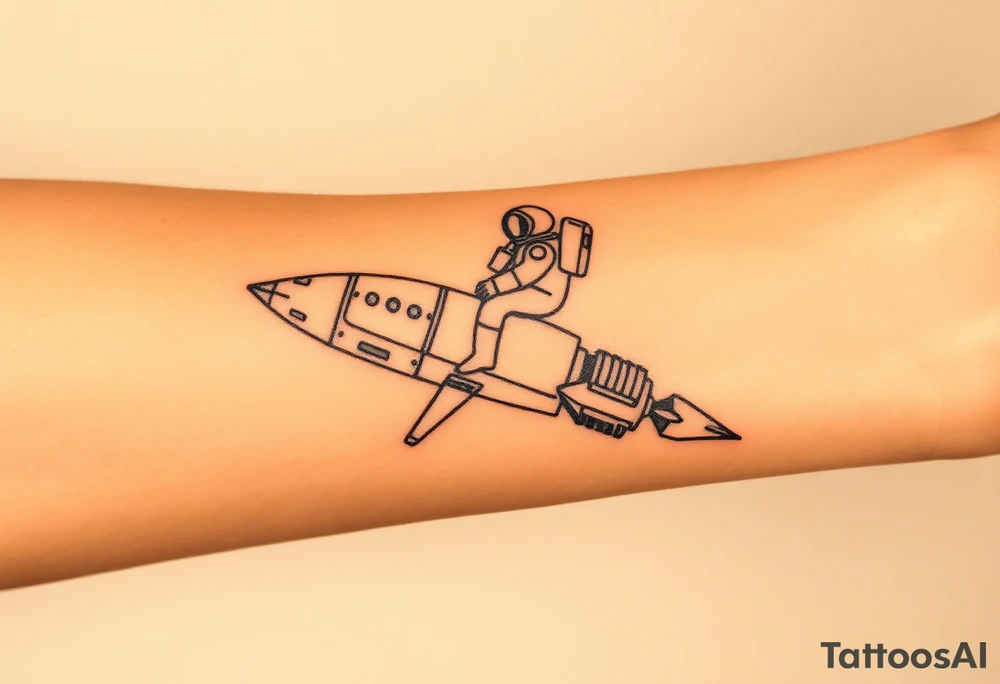 Rocket ship with astronaut riding it tattoo idea