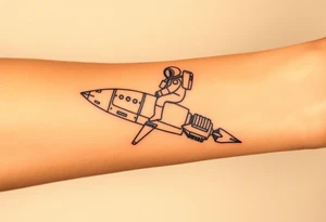 Rocket ship with astronaut riding it tattoo idea