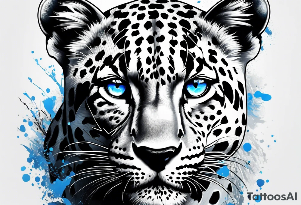 young leopard with blue eyes tattoo idea