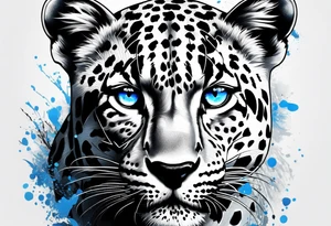 young leopard with blue eyes tattoo idea