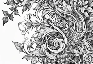 Leafy vines with sword tattoo idea