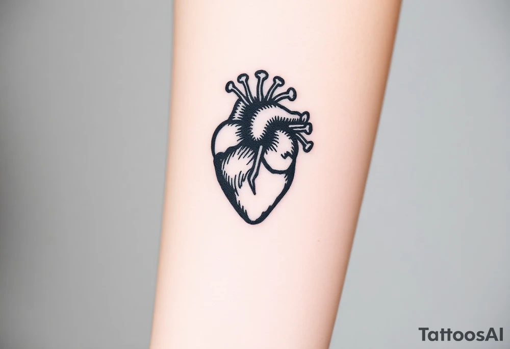 medieval heart woodcut tattoo idea