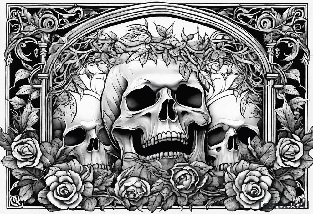 Grave with leafy vines wrapped around it tattoo idea