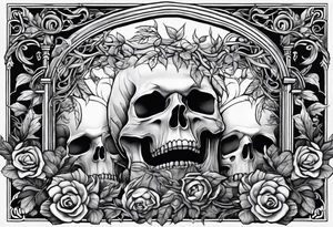 Grave with leafy vines wrapped around it tattoo idea