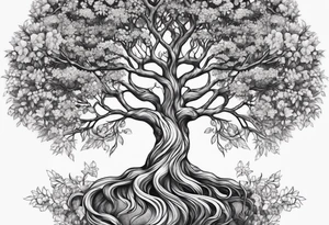 Feminine Yggdrasil tree tattoo idea