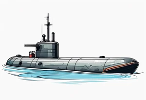 modern submarine surfacing slight left turn front view tattoo idea