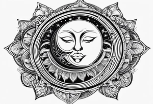 Sun moon pattern tattoo idea