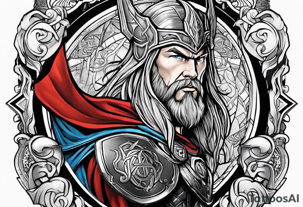 Thor with an Atheist "A" in the background tattoo idea