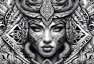 aztec snake sleeve tattoo idea