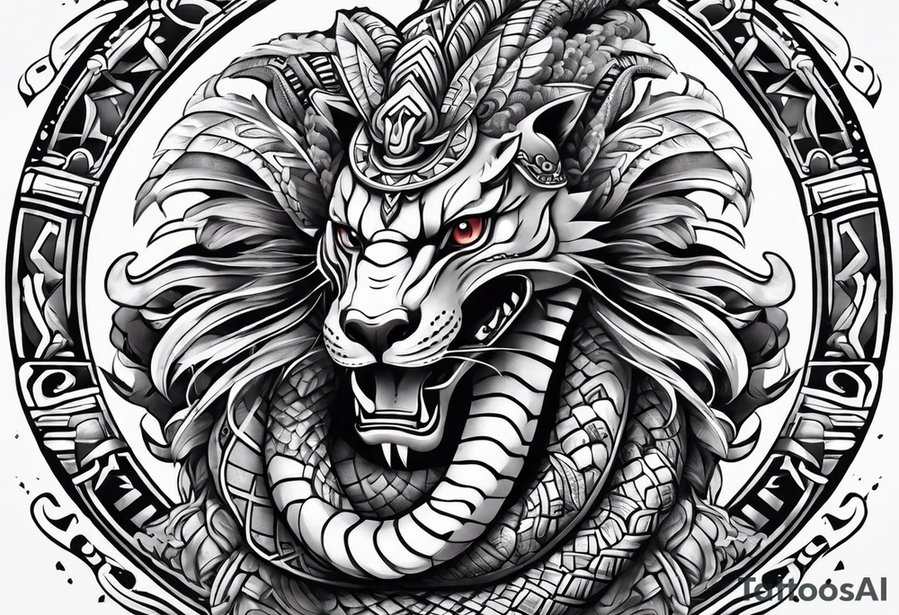 aztec snake sleeve tattoo idea