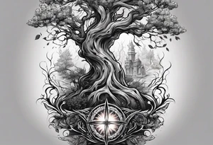 A religious forearm tattoo portraying a tree progressing from death to life tattoo idea