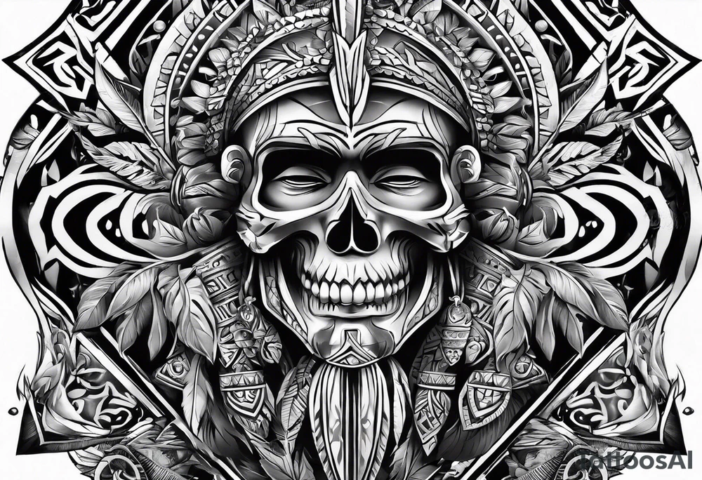 Puerto Rican tribal arm tattoo with spears tattoo idea