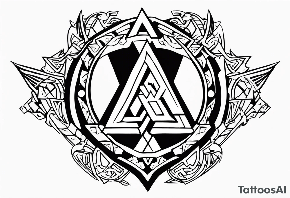 Valhalla shield valknut sword axe tattoo idea