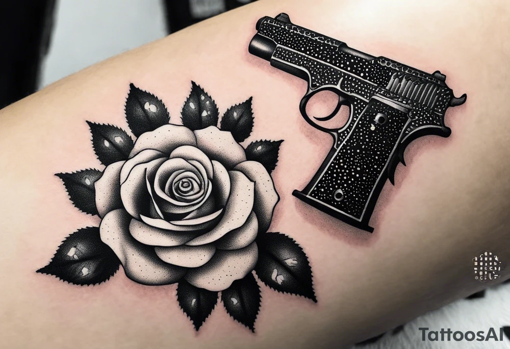 Gun bullet with rose tattoo idea