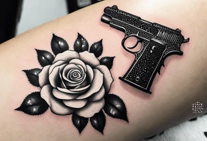 Gun bullet with rose tattoo idea
