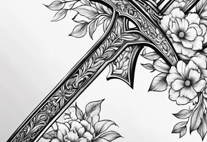 sword
sword true flower 
fine line
gentle
thin lines
floral design tattoo idea