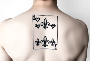 6 of hearts card with 6 fleur de lis as the hearts tattoo idea