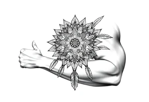 spiritual feathers ornamental mandala shaman tattoo idea