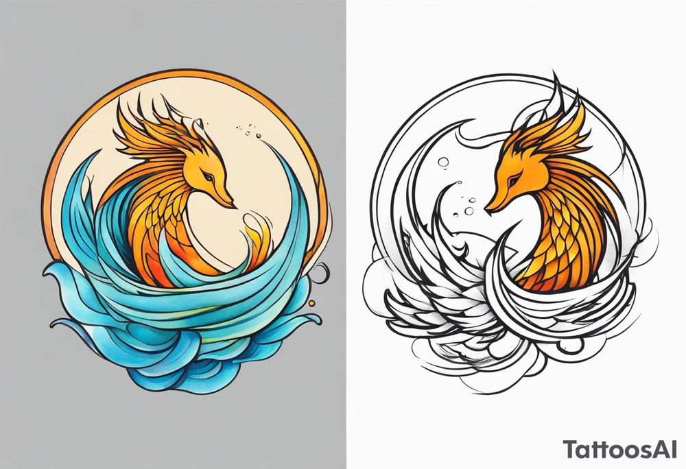 strength, pisces, water, phoenix, small, nuanced, positive tattoo idea strength, pisces, water, phoenix, small, nuanced, positive tattoo idea