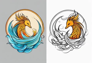 strength, pisces, water, phoenix, small, nuanced, positive tattoo idea