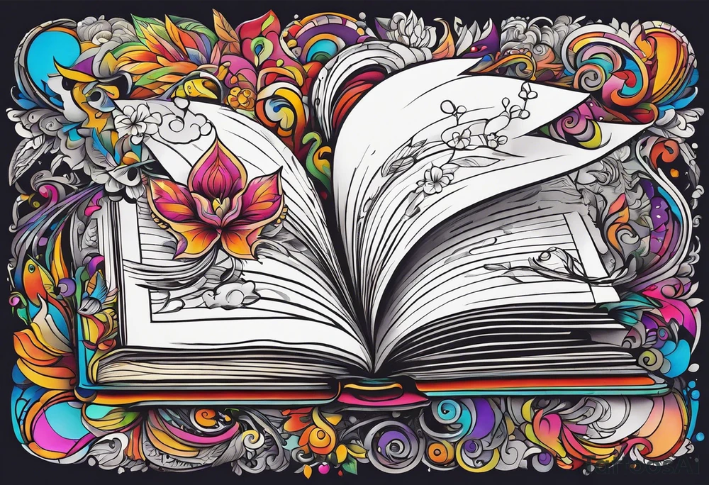 Open book, coming to life, whimsical, small tattoo idea