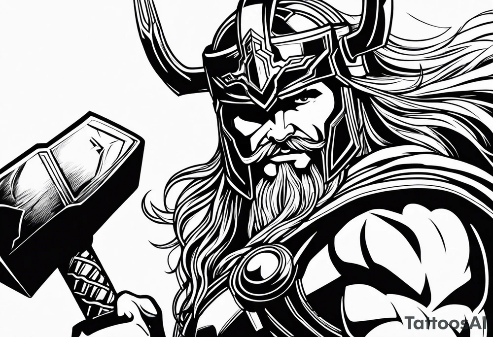 Thor mit Hammer in der Hand tattoo idea