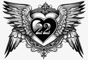 A heart in the form of the number 22 with wings tattoo idea