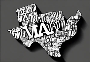 Texas Made in bubble letters tattoo idea