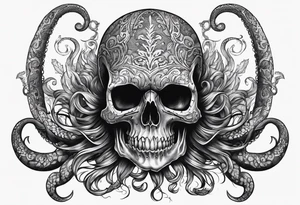 Puerto Rican skull with tentacles tattoo idea