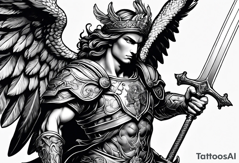 full body saint michael holding a sword slaying a demon tattoo idea full body saint michael holding a sword slaying a demon tattoo idea