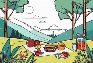 picnic scene in nature tattoo idea