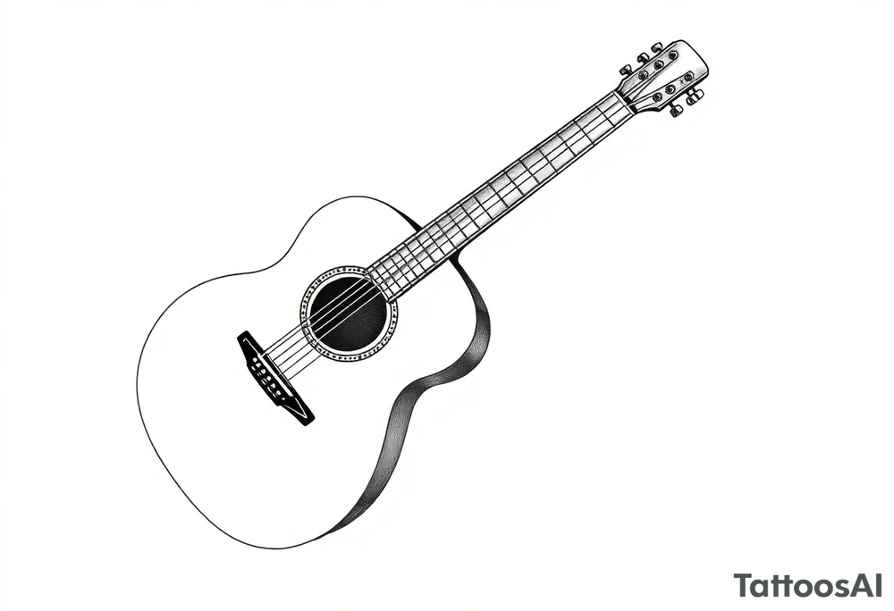 Line traditional American acoustic guitar tattoo idea