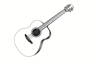 Line traditional American acoustic guitar tattoo idea