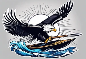 eagle flying with an oar tattoo idea
