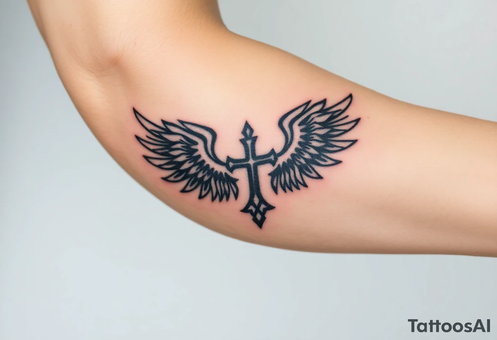 christan religious tattoos with full and strong wings tattoo idea