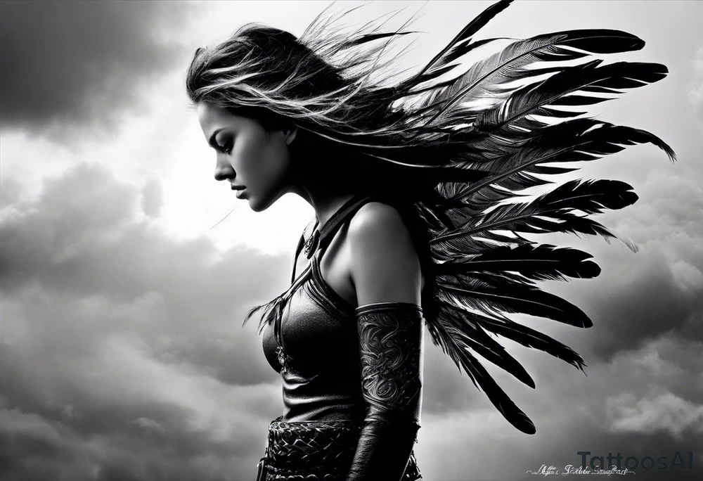 The tatto starts up in the left arm, at elbow height, where there are feathers moving under the action of the wind. The feathers interact with tree branches that advance towards the left hand. A little higher, close to the shoulder, lightning and thunder begin to appear, interacting with the feathers and branches. The feathers converge into a vortex of energy from which an owl's head is revealed, which is on the left chest. The branches go to the back, where they converge into a solid and psychedelic element that brings together different elements related to the energy of the creation of life: womb, rebirth, spirals, torus, sun and representations of the earth, including a house that can be clearly seen being built of earth. tattoo idea