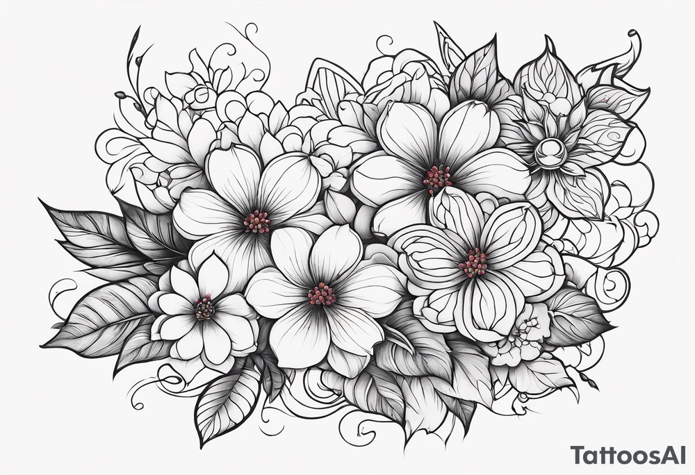 ornaments of flowers tattoo idea