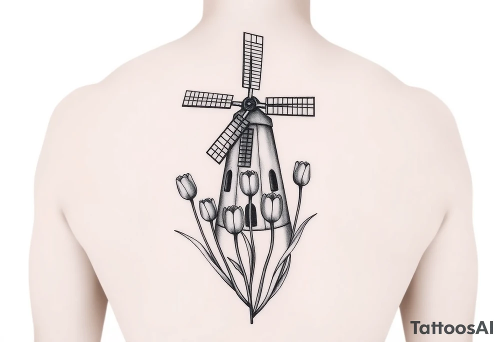 Tulips windmill dutch clogs tattoo idea