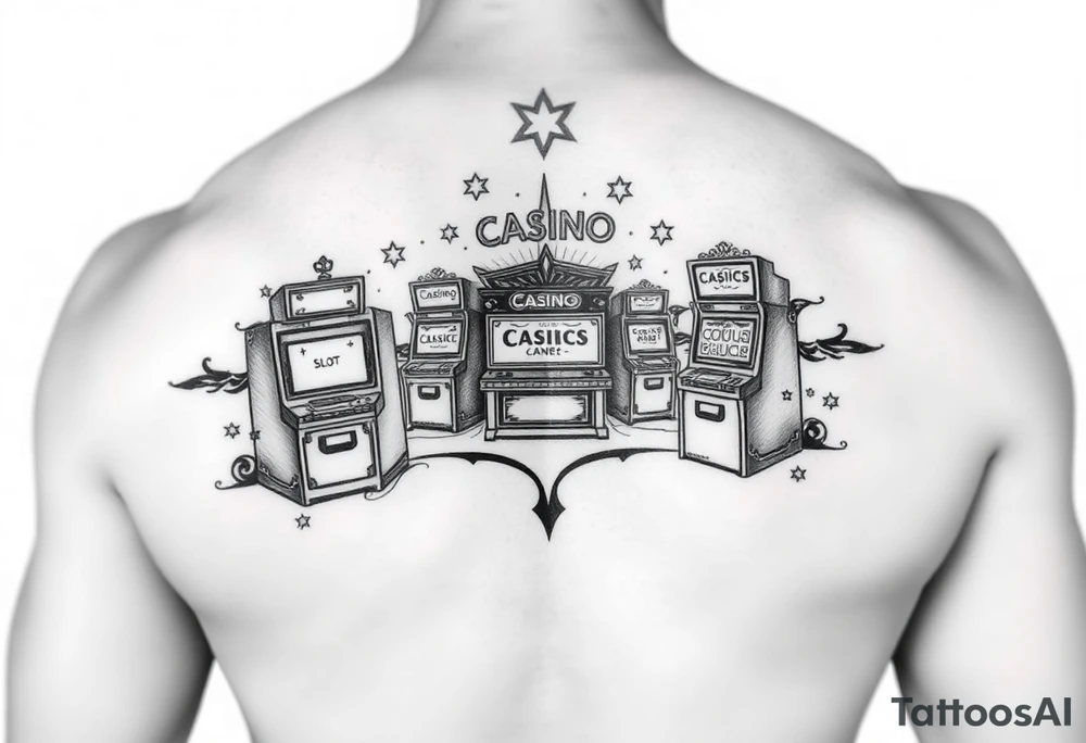 Casino, money, slot machines Las Vegas tattoo idea