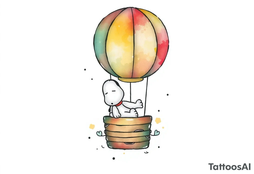 Peanuts snoopy sleeping on hot air balloon tattoo idea